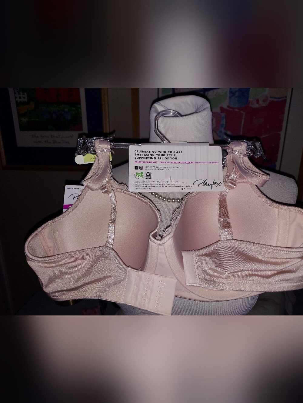 Playtex 4823 Lace Trim Underwire Bra Dusty Pink Taupe 36B Balconette Style NWT - Picture 3 of 3